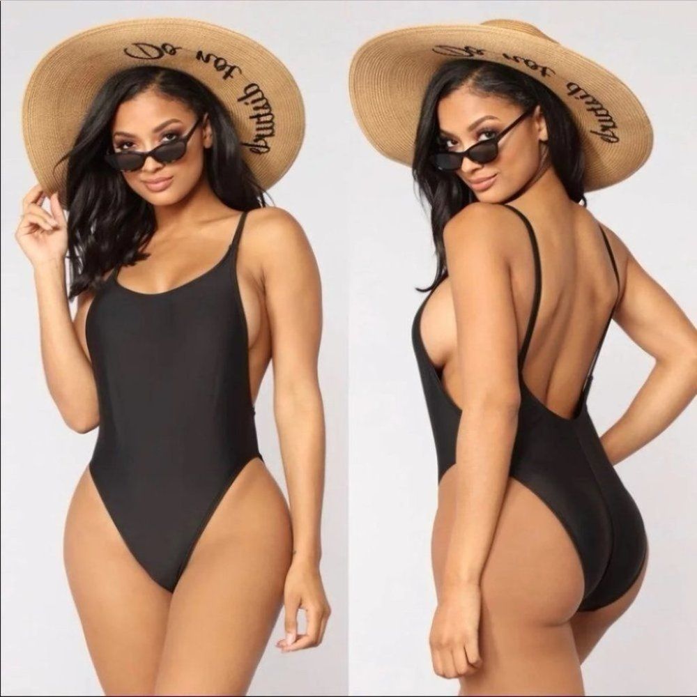 Fashion Nova Black One Piece Standout Swimsuit